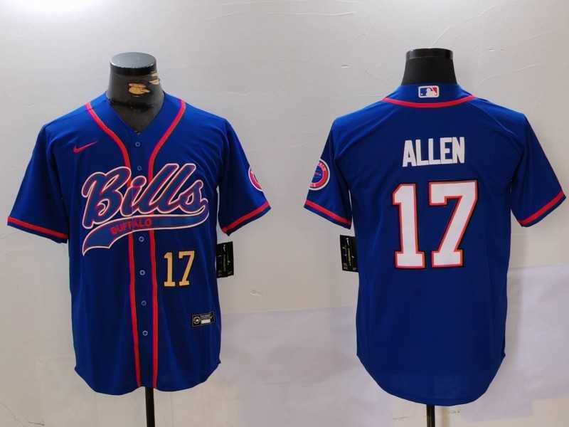 Mens Buffalo Bills #17 Josh Allen Blue Team Cool Base Stitched Baseball Jersey